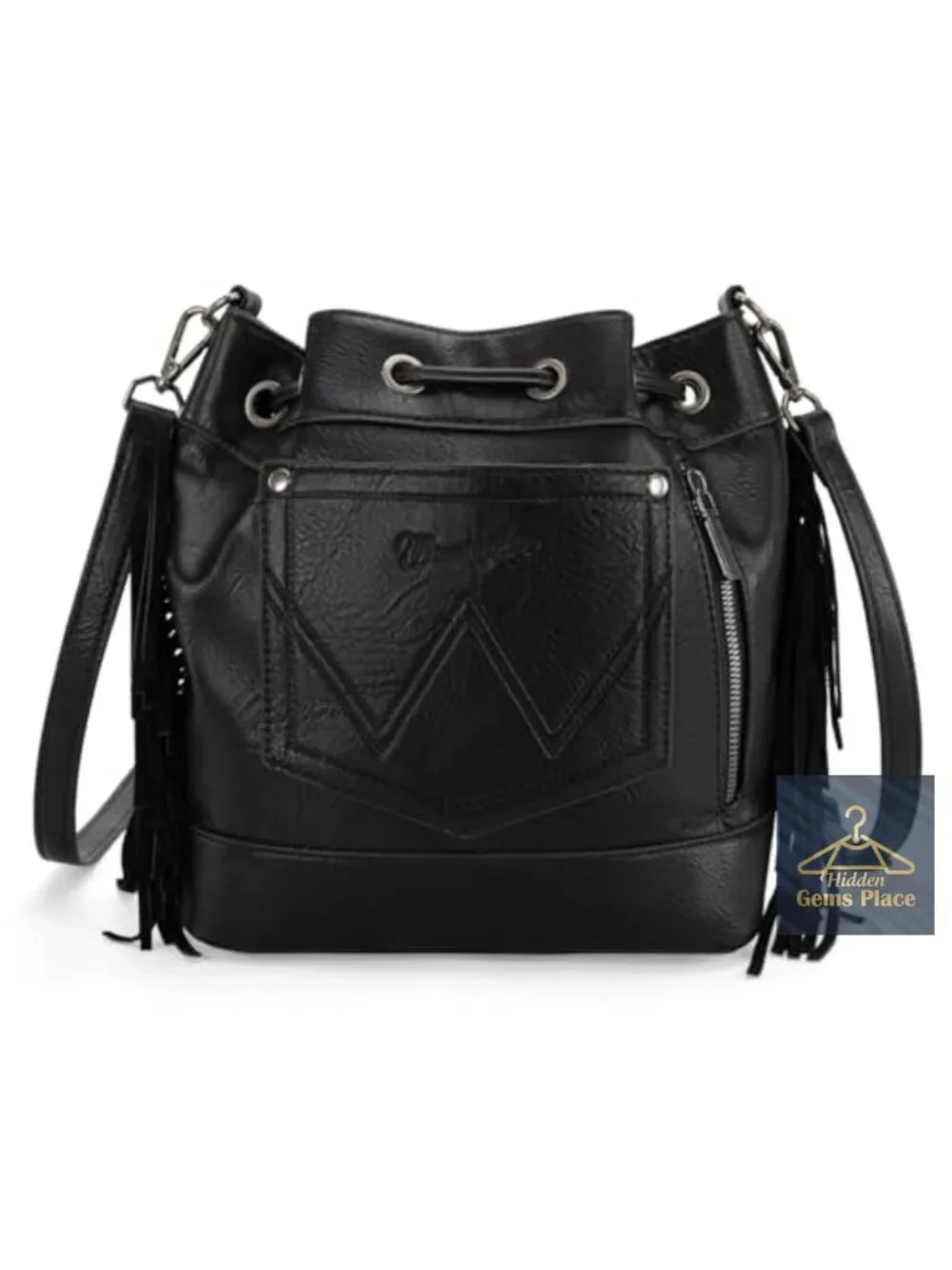 Vegan Leather Bucket Bag with Aztec Pattern Crossbody Hobo